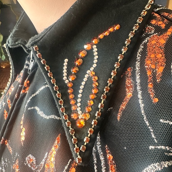 Black Orange and Silver Equestrian Show Jacket for Women in S/M - Picture 3 of 6